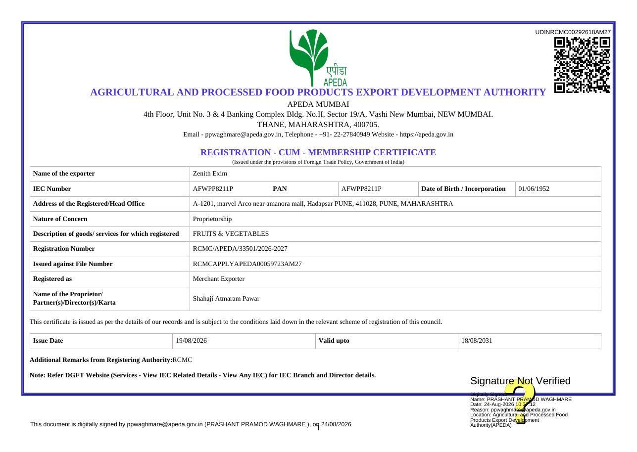 APEDA Registration (RCMC) preview